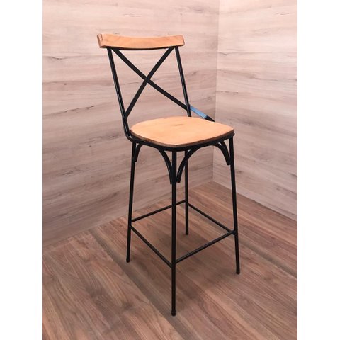 Banqueta Alta Fixa Encosto em X