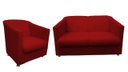 Ver imagem 1 de Kit Namoradeira + 1 Poltrona Decorativa Biane Couro Vermelho Pés Cromado Mz Decor