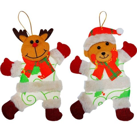 Kit 8 Enfeites Decoração Árvore de Natal Urso Rena Natalino