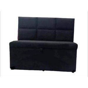 Conjunto Canto Alemão Baú Encosto Ripado Suede 120x120cm:preto