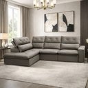 Ver imagem 2 de Sofá 3 Lugares Retrátil Reclinável Chaise Esquerdo 258cm Bergen F04 Veludo Marrom Claro - Lyam
