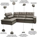 Ver imagem 3 de Sofá 3 Lugares Retrátil Reclinável Chaise Esquerdo 258cm Bergen F04 Veludo Marrom Claro - Lyam