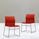 Ver imagem 3 de Kit 2 Cadeiras Fixa Base Preta Empilhável Connect Vermelho - Lyam Decor