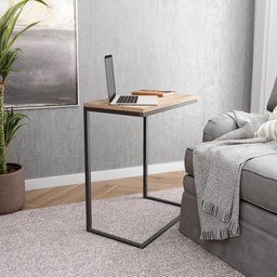 Mesa Lateral Apoio Tampo Retangular Industrial Multiuso Sala de Estar Quarto Marrom Madeira Preto - 1 Mesa Lateral Apoio Tampo Retangular Industrial Multiuso Sala de Estar Quarto Marrom Madeira Preto - 1