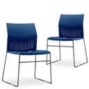 Ver imagem 1 de Kit 2 Cadeiras Fixa Base Preta Empilhável Connect Azul Marinho - Lyam Decor