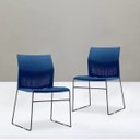 Ver imagem 3 de Kit 2 Cadeiras Fixa Base Preta Empilhável Connect Azul Marinho - Lyam Decor