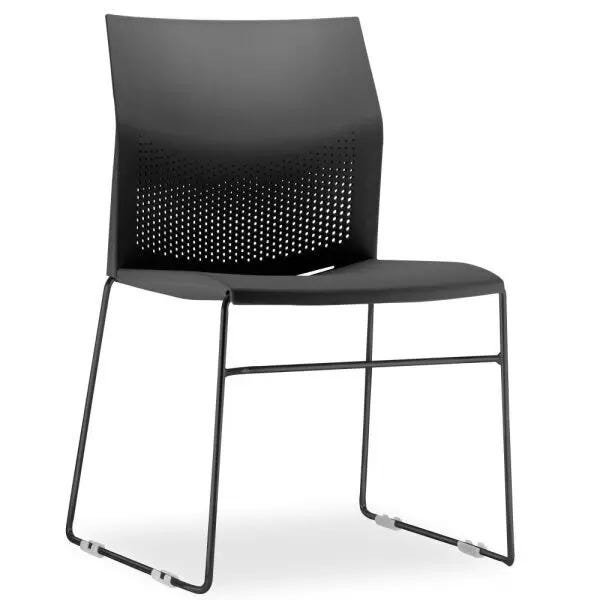 Kit 4 Cadeiras Fixa Base Preta Empilhável Connect Preto - Lyam Decor - 4