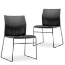 Ver imagem 3 de Kit 4 Cadeiras Fixa Base Preta Empilhável Connect Preto - Lyam Decor