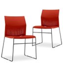 Ver imagem 2 de Kit 4 Cadeiras Fixa Base Preta Empilhável Connect Vermelho - Lyam Decor