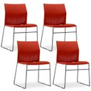Ver imagem 1 de Kit 4 Cadeiras Fixa Base Preta Empilhável Connect Vermelho - Lyam Decor