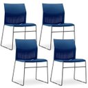 Ver imagem 1 de Kit 4 Cadeiras Fixa Base Preta Empilhável Connect Azul Marinho - Lyam Decor