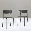 Ver imagem 3 de Kit 2 Cadeiras Fixa Base Preta Empilhável Bit Preto - Lyam Decor