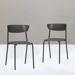 Kit 2 Cadeiras Fixa Base Preta Empilhável Bit Preto - Lyam Decor - 3 Kit 2 Cadeiras Fixa Base Preta Empilhável Bit Preto - Lyam Decor - 3