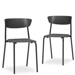 Kit 2 Cadeiras Fixa Base Preta Empilhável Bit Preto - Lyam Decor - 1 Kit 2 Cadeiras Fixa Base Preta Empilhável Bit Preto - Lyam Decor - 1