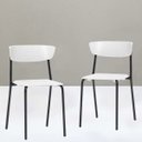 Ver imagem 3 de Kit 2 Cadeiras Fixa Base Preta Empilhável Bit Branco - Lyam Decor