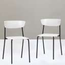Ver imagem 2 de Kit 4 Cadeiras Fixa Base Preta Empilhável Bit Branco - Lyam Decor