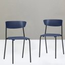 Ver imagem 2 de Kit 4 Cadeiras Fixa Base Preta Empilhável Bit Azul Marinho - Lyam Decor