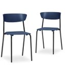 Ver imagem 4 de Kit 4 Cadeiras Fixa Base Preta Empilhável Bit Azul Marinho - Lyam Decor