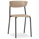 Ver imagem 3 de Kit 2 Cadeiras Fixa Base Preta Empilhável Bit Nude - Lyam Decor