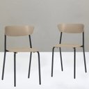 Ver imagem 2 de Kit 2 Cadeiras Fixa Base Preta Empilhável Bit Nude - Lyam Decor