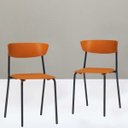 Ver imagem 2 de Kit 2 Cadeiras Fixa Base Preta Empilhável Bit Laranja - Lyam Decor