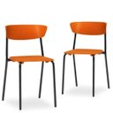 Ver imagem 4 de Kit 4 Cadeiras Fixa Base Preta Empilhável Bit Laranja - Lyam Decor