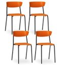Ver imagem 1 de Kit 4 Cadeiras Fixa Base Preta Empilhável Bit Laranja - Lyam Decor