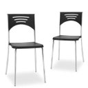 Ver imagem 1 de Kit 2 Cadeiras Fixa Base Cromada Empilhável Bliss Preto - Lyam Decor