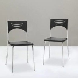 Kit 2 Cadeiras Fixa Base Cromada Empilhável Bliss Preto - Lyam Decor - 3 Kit 2 Cadeiras Fixa Base Cromada Empilhável Bliss Preto - Lyam Decor - 3