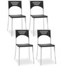 Kit 4 Cadeiras Fixa Base Cromada Empilhável Bliss Preto - Lyam Decor - 1