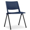 Ver imagem 3 de Kit 2 Cadeiras Fixa Base Preta Empilhável Up Azul Marinho - Lyam Decor
