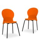 Ver imagem 2 de Kit 4 Cadeiras Fixa Base Preta Luna Laranja - Lyam Decor