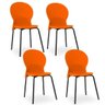 Kit 4 Cadeiras Fixa Base Preta Luna Laranja - Lyam Decor - 1