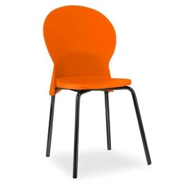 Kit 4 Cadeiras Fixa Base Preta Luna Laranja - Lyam Decor - 4