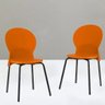 Kit 4 Cadeiras Fixa Base Preta Luna Laranja - Lyam Decor - 3