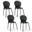 Ver imagem 1 de Kit 4 Cadeiras Fixa Base Preta Luna Preto - Lyam Decor