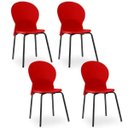 Ver imagem 1 de Kit 4 Cadeiras Fixa Base Preta Luna Vermelho - Lyam Decor