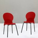 Ver imagem 3 de Kit 4 Cadeiras Fixa Base Preta Luna Vermelho - Lyam Decor