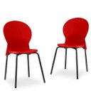 Ver imagem 2 de Kit 4 Cadeiras Fixa Base Preta Luna Vermelho - Lyam Decor