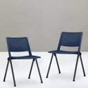 Ver imagem 3 de Kit 4 Cadeiras Fixa Base Preta Empilhável Up Azul Marinho - Lyam Decor