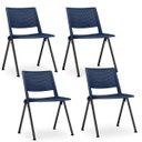 Ver imagem 1 de Kit 4 Cadeiras Fixa Base Preta Empilhável Up Azul Marinho - Lyam Decor