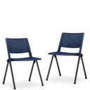Ver imagem 2 de Kit 4 Cadeiras Fixa Base Preta Empilhável Up Azul Marinho - Lyam Decor
