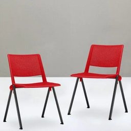 Kit 4 Cadeiras Fixa Base Preta Empilhável Up Vermelho - Lyam Decor - 3 Kit 4 Cadeiras Fixa Base Preta Empilhável Up Vermelho - Lyam Decor - 3