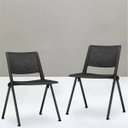 Ver imagem 2 de Kit 2 Cadeiras Fixa Base Preta Empilhável Up Preto - Lyam Decor