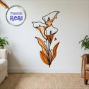 Ver imagem 1 de Adesivo Floral Boho Laranja Estilo Nórdico 60x120 Minimalista Mod.04
