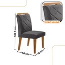 Ver imagem 3 de Mesa Copper 180cm MDF Vidro e 6 Cadeiras Melissa Veludo Grafite/Off /Nat/Serig. Off com Vidro