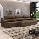 Ver imagem 1 de Sofá Retrátil 4 Lugares 284cm 3 Módulos Nero com USB Couro Cappuccino G52 - Gran Belo