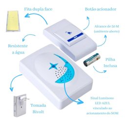 Campanhia Residencial Wireless Doorbell 32 Toques Diferentes - 5