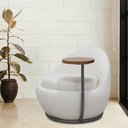 Ver imagem 2 de Poltrona Orgânica Kaira com Mesa Lateral Esquerda Base Fixa Titânio Bouclé Creep Off White - Nexta C