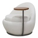 Ver imagem 1 de Poltrona Orgânica Kaira com Mesa Lateral Esquerda Base Fixa Titânio Bouclé Creep Off White - Nexta C